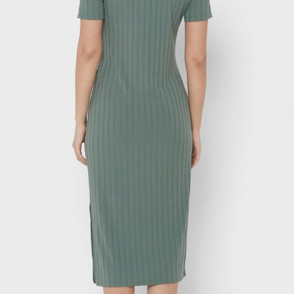 Vero Moda Vmaggi Rib Calf Dress in Laurel Wreath - Picture 2 of 4